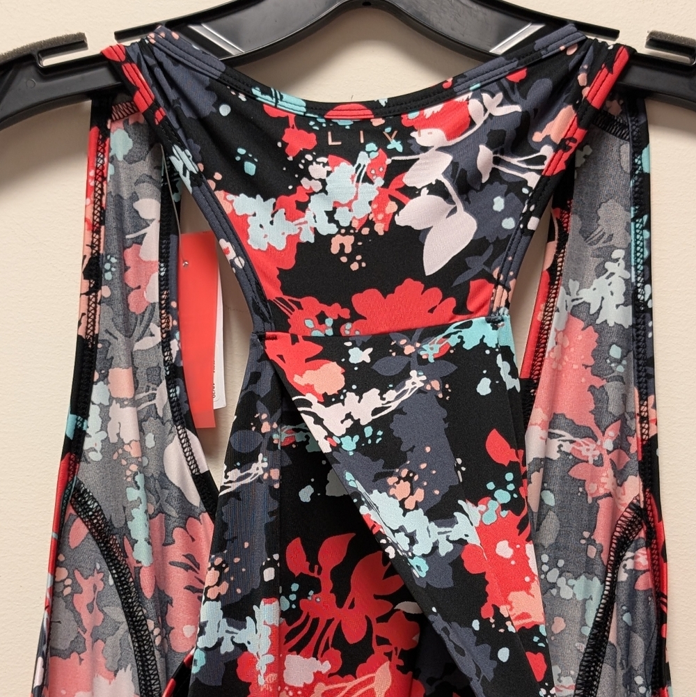 Lane Bryant LIVI Wicking Drape-Back Tank Dark Floral Racerback Tank NEW 18/20 - Picture 10 of 11